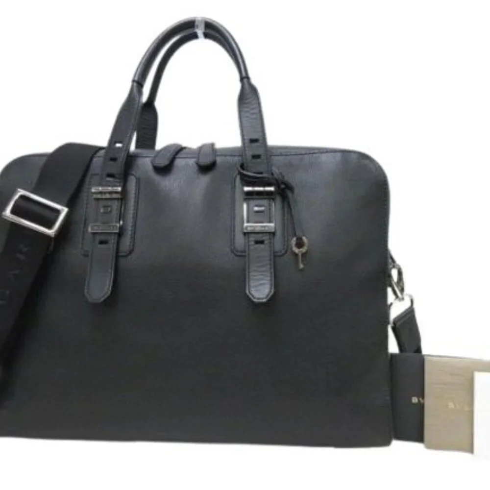 Bvlgari Briefcase Bvlgari Bvckle Business Bag Black Leather Men